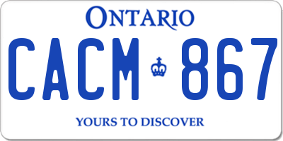 ON license plate CACM867