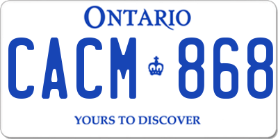 ON license plate CACM868