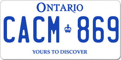 ON license plate CACM869