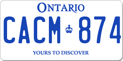 ON license plate CACM874