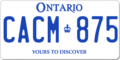 ON license plate CACM875