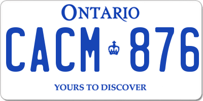 ON license plate CACM876