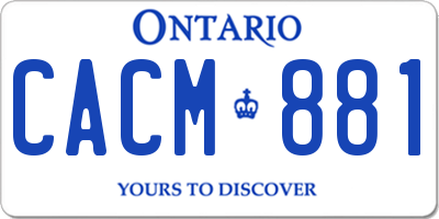 ON license plate CACM881