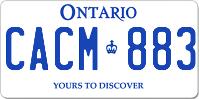 ON license plate CACM883