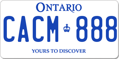 ON license plate CACM888