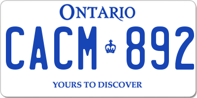 ON license plate CACM892