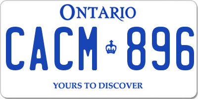 ON license plate CACM896