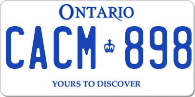 ON license plate CACM898