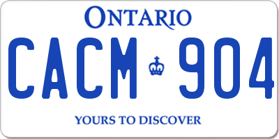 ON license plate CACM904