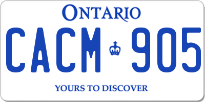 ON license plate CACM905