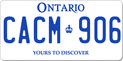 ON license plate CACM906