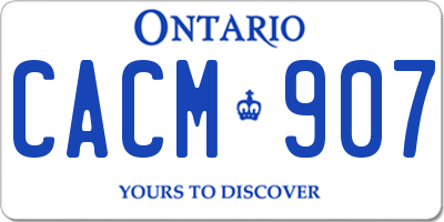 ON license plate CACM907