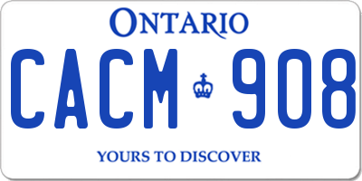 ON license plate CACM908