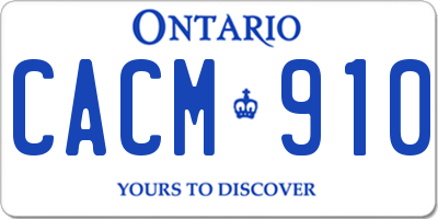 ON license plate CACM910