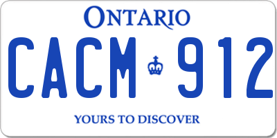 ON license plate CACM912