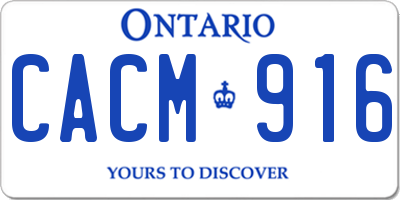 ON license plate CACM916