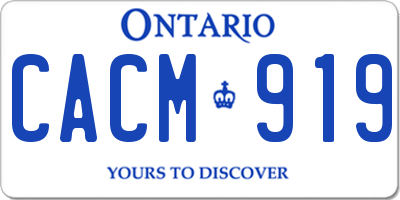 ON license plate CACM919