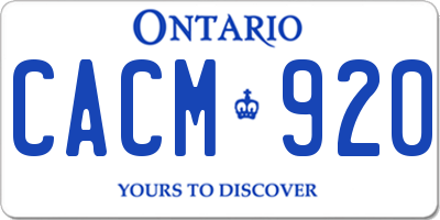 ON license plate CACM920