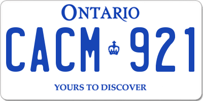 ON license plate CACM921