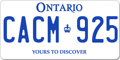 ON license plate CACM925