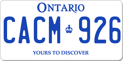 ON license plate CACM926