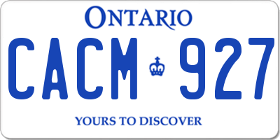 ON license plate CACM927