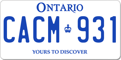 ON license plate CACM931