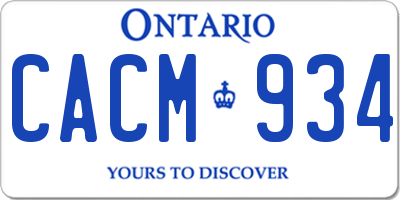 ON license plate CACM934