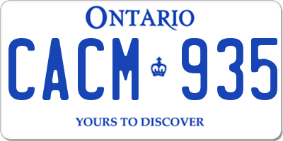 ON license plate CACM935