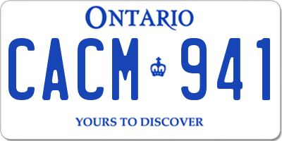 ON license plate CACM941