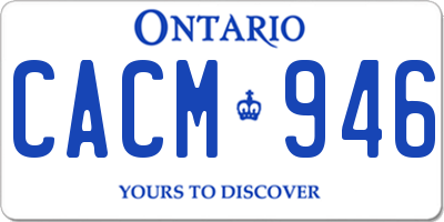 ON license plate CACM946