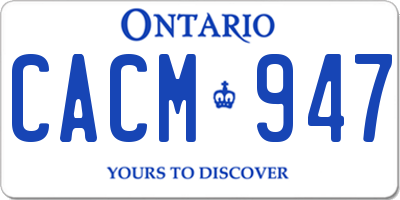 ON license plate CACM947