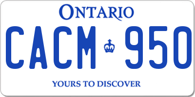 ON license plate CACM950