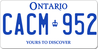 ON license plate CACM952