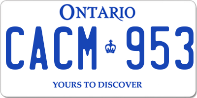 ON license plate CACM953