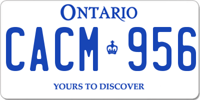 ON license plate CACM956