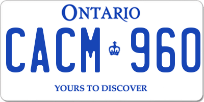 ON license plate CACM960