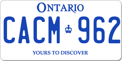 ON license plate CACM962