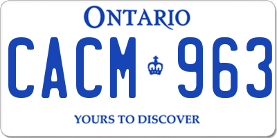 ON license plate CACM963