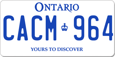 ON license plate CACM964