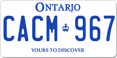 ON license plate CACM967