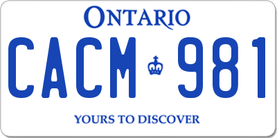 ON license plate CACM981