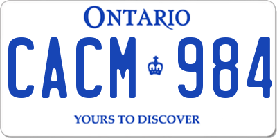 ON license plate CACM984