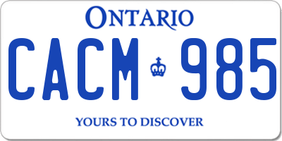 ON license plate CACM985