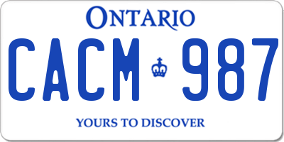 ON license plate CACM987