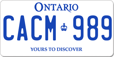 ON license plate CACM989