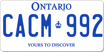 ON license plate CACM992