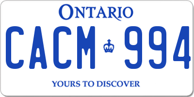 ON license plate CACM994