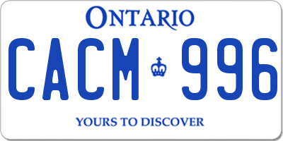 ON license plate CACM996