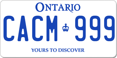 ON license plate CACM999